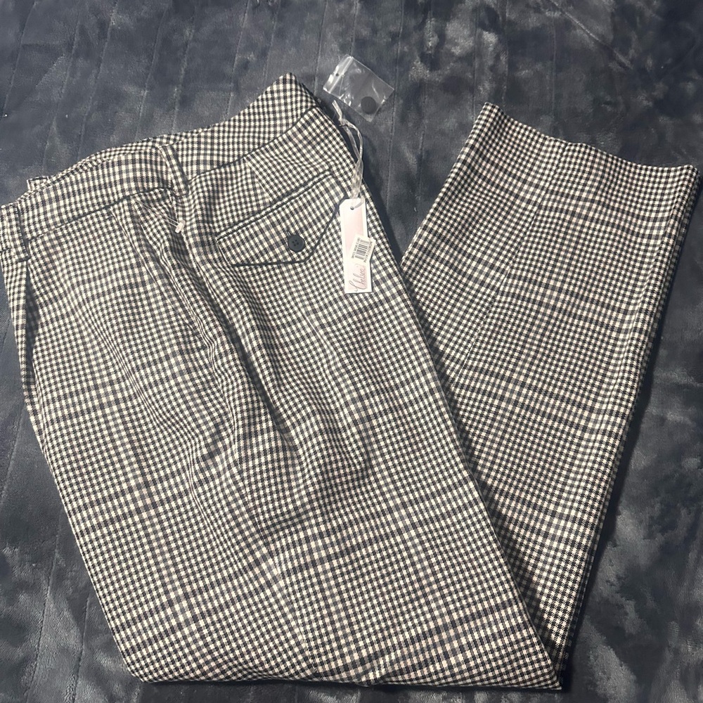 New Chelsea 28 Plaid Pants brown-black abbott check Size 12 (NWT)